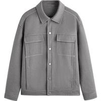 春秋休闲明线简约基础款含羊毛短大衣毛呢外套男