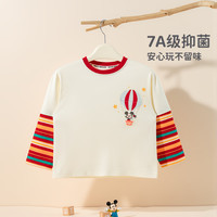 迪士尼宝宝(Disney Baby)秋季新款童装男女儿童米奇卡通透气百搭纯棉亲肤7A级抗菌长袖T恤 ZD3ES017