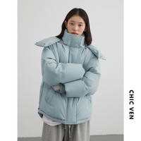 CHIC VEN 冬季80白鸭绒防风保暖连帽羽绒服外套女 12180-（80白鸭绒）