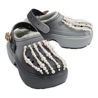 lost in echo X Crocs联名系列24冬季珍珠暖棉洞洞鞋女 黑色 38 (240mm) M6W8