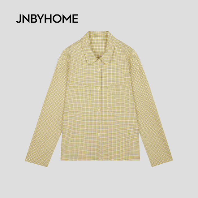 JNBYHOME 25年秋季女长袖格纹家居服套装 S