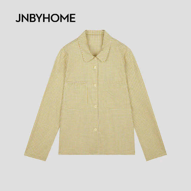 JNBYHOME 25年秋季女长袖格纹家居服套装 S