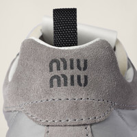 MIU MIU【七夕礼物】缪缪女士Tyre织物面料与绒面牛皮革运动鞋鞋子