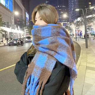 贝初众围巾女冬款保暖冬季围脖毛绒高级感潮流男披肩 茶墨黑 【加厚优质绒/不易掉毛】 给自己一个拥抱温暖的理由