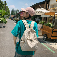 斐月伽 双肩背包女轻便旅行背包外出大百搭简约休闲旅游抽绳小背包 米白色