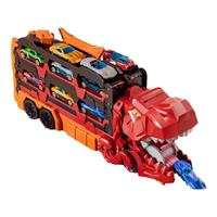 北国e家儿童益智玩具男孩恐龙吞食轨道玩具车滑行弹射宝宝 超大号霸王龙弹射车-送6辆车-红