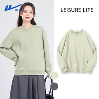 回力宽松圆领卫衣女2025年春秋潮流简约显瘦城市运动休闲风上衣 灰绿#纯色 S