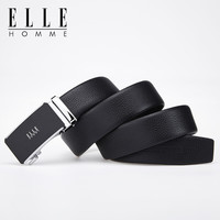 ELLE HOMME法国男士皮带男头层牛皮男士腰带真皮自动扣老公 【专柜礼盒】902087银色磨砂 110cm -130cm(可修剪)
