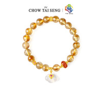 周大生*如意普陀黄水晶手串玛瑙猫眼手链银国风新年