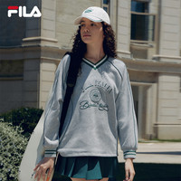 FILA 斐乐装套头男卫衣秋季V领学院风宽松上衣 180/100A/XL
