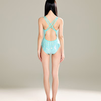 AIMUHU蓝色亮闪鱼鳞竞速泳衣女连体显瘦性感露背运动泳装 XL 芭比蓝(双肩带)