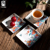 陶瓷杯垫茶杯垫品茗杯托青花瓷小隔热垫功夫茶具木质茶道配件