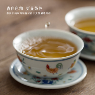 2.8亿大明成化斗彩鸡缸杯喝茶杯高级仿古玩功夫茶具手绘主人单杯