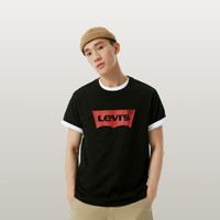 Levi's李维斯同款休闲宽松圆领经典LOGO短袖T恤 XL 黑色男款