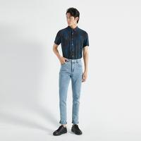 男装夏季款时尚商务帅气【莱赛尔】方领短袖休闲衬衫男