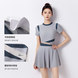 回力泳衣女款2025连体运动微胖遮肉游泳馆泡温泉泳装 2XL
