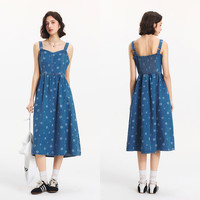 森马 牛仔连衣裙女甜酷时尚个性2025夏元气满印背带裙俏皮109325114025 L