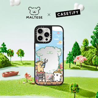 CASETiFY Maltese线条小狗 春日美好系列 园丁小狗 适用于iPhone16ProMax/16Pro/15ProMax/14ProMax手机壳