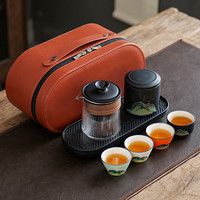 玻璃快客杯旅行茶具套装便携式个人旅游随身包户外功夫茶杯泡茶壶