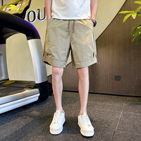 裤子男休闲短裤夏季2025潮牌美式直筒宽松大码透气速干五分裤 咖啡 4XL