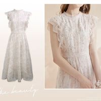 Artka 阿卡 法式蕾丝连衣裙女无袖仙女气质长裙子夏