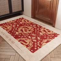 入户门地垫红色蛇年玄关大门口进门脚垫新春地毯耐脏除尘门毯 剑麻红-平安喜乐
