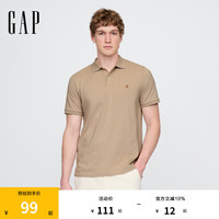 Gap 男女装2025春季小熊刺绣短袖T恤休常规polo衫美版708395 卡其色 XS 美码 S亚洲码175/88A