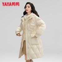 鸭鸭（YAYA）长款羽绒服女过膝2024年新款冬季连帽加厚女士时尚收腰显瘦外套