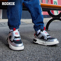 ROOKIE小童鞋男童休闲板鞋秋冬机甲系列魔术贴易穿脱儿童运动鞋 黑/银 29 【脚长18cm】
