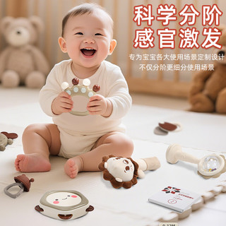 DEERC婴儿玩具0-6个月手摇铃可啃咬安抚牙胶磨牙新生儿礼盒物