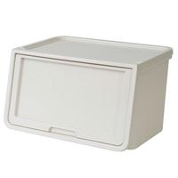 爱丽思(IRIS)收纳箱塑料大号前开式翻盖收纳盒儿童玩具衣物整理箱侧开储物箱丝 爆【37L】 白/磨砂色(3个装)