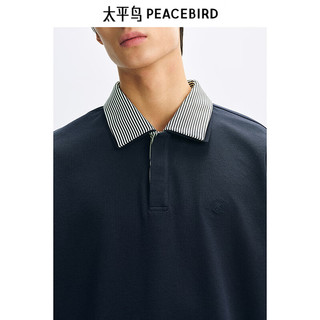 太平鸟 撞色领翻领短袖POLO衫