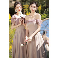 粉色伴娘服2025夏季平时可穿高级感小众婚礼姐妹团晚礼服裙女 2XL