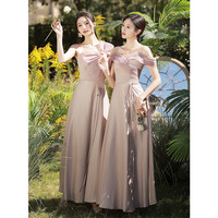 粉色伴娘服2025夏季平时可穿高级感小众婚礼姐妹团晚礼服裙女 M