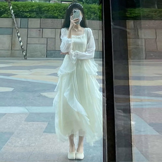 2025春夏季法式长袖连衣裙女小众设计感温柔风森系超仙仙女裙 XL