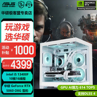 华硕 ASUS 全家桶RTX 5060台式机整机天选姬白色海景房 13400F+华硕RTX 5060 配置一