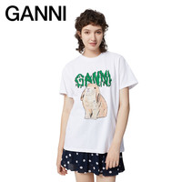 【甄选】GANNI女装 呆萌动物印花休闲圆领短袖T恤衫 XS