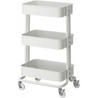 宜家 拉斯克家居小推车 三层置物架 移动茶水桌 客厅咖啡桌 厨房储物收纳架 白色 大号 35*45*77cm