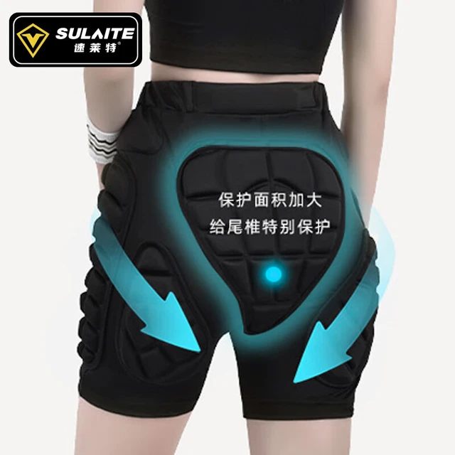 曼迪卡威（Mdikawe）SULAITE滑雪护臀护具男女儿童内穿防摔裤单板滑冰轮滑护膝垫套装 GT305滑雪裤 黑色 XS【50KG以下】