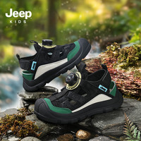 JEEP KIDS2025夏季男女童网面防滑儿童溯溪鞋包头轻便凉鞋 黑绿 27
