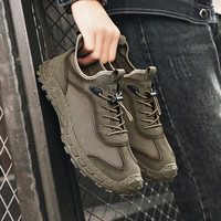 西域骆驼布鞋男款夏季网面透气免系带运动鞋男士户外休闲工装鞋子 43