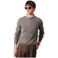 科蒙.博卡秋冬男士格纹圆领商务休闲羊绒衫 套头毛衣针织衫 彩点驼 M