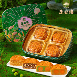 莲香楼 双蛋黄纯白莲蓉月饼 600g 礼盒装