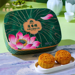 莲香楼 双蛋黄纯白莲蓉豆沙广式传统经典铁盒月饼礼盒中秋 双黄白莲蓉月饼礼盒720g