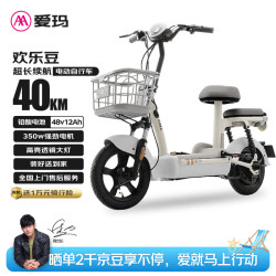 爱玛 欢乐豆48V12电动车电动自行车新国标成人可上牌电瓶车 源彩布朗灰
