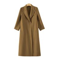 晚白【专享】时尚简约气质外套休闲纯色长款绵羊毛大衣女