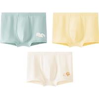 迷你巴拉儿童内裤男女童宝宝舒适透气不夹pp四角裤衩短裤【3条装】 黄绿 3条 【男款】 90 （80-90cm，25斤以内）
