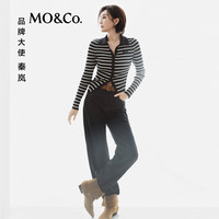 MO&Co.【秦岚同款C+系列】牛仔裤2025秋原牛中低腰弯刀裤MBE3JEN022 牛仔蓝色 XXS 24