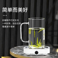 明尊玻璃杯茶水杯带把手牛奶杯办公室透明玻璃杯泡茶杯冷水杯家用
