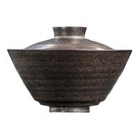 象运福手工薄胎大号三才盖碗茶杯陶瓷泡茶碗功夫茶具茶道碗粗陶手抓茶碗 手作陶制 扁圆盖碗（不含托）
